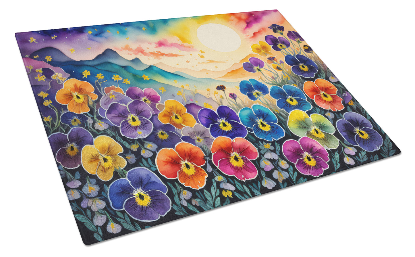 Buy this Pansies in Color Glass Cutting Board