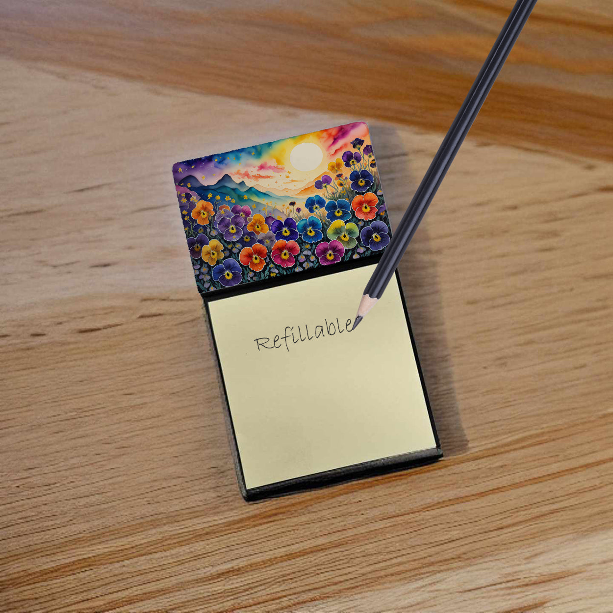 Pansies in Color Sticky Note Holder