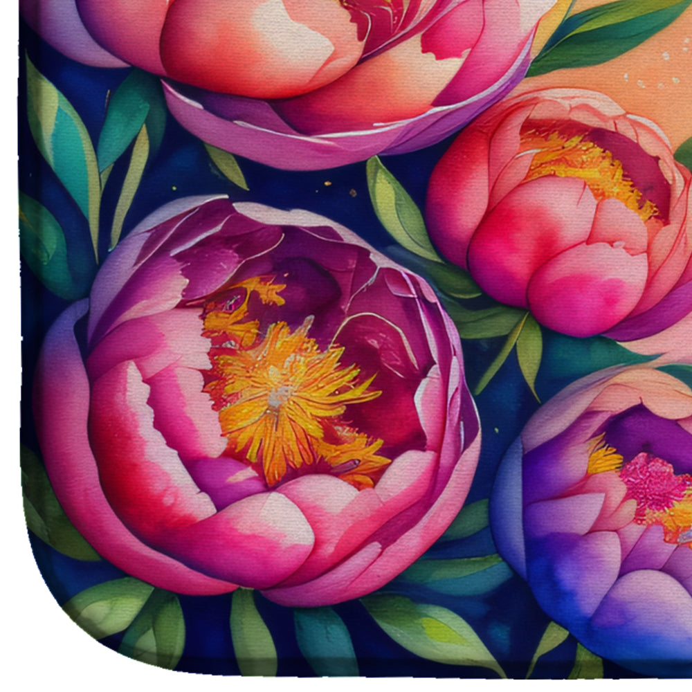 Peonies in Color Dish Drying Mat