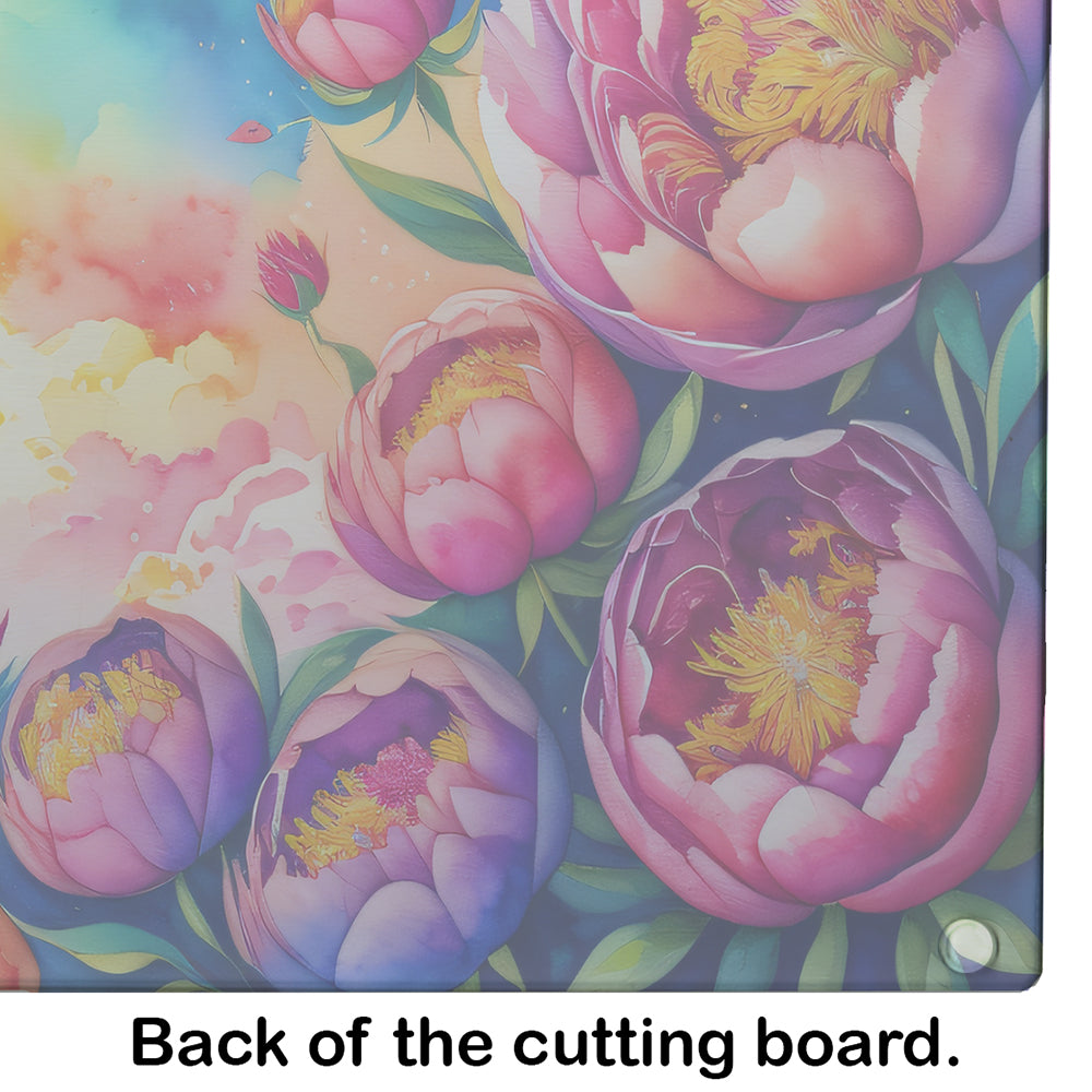 Peonies in Color Glass Cutting Board