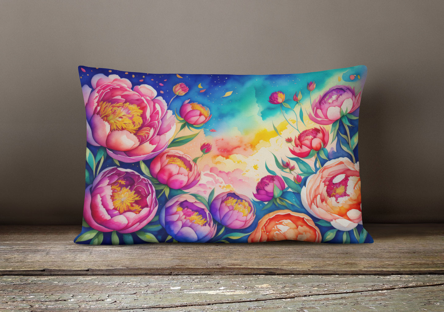 Peonies in Color Throw Pillow