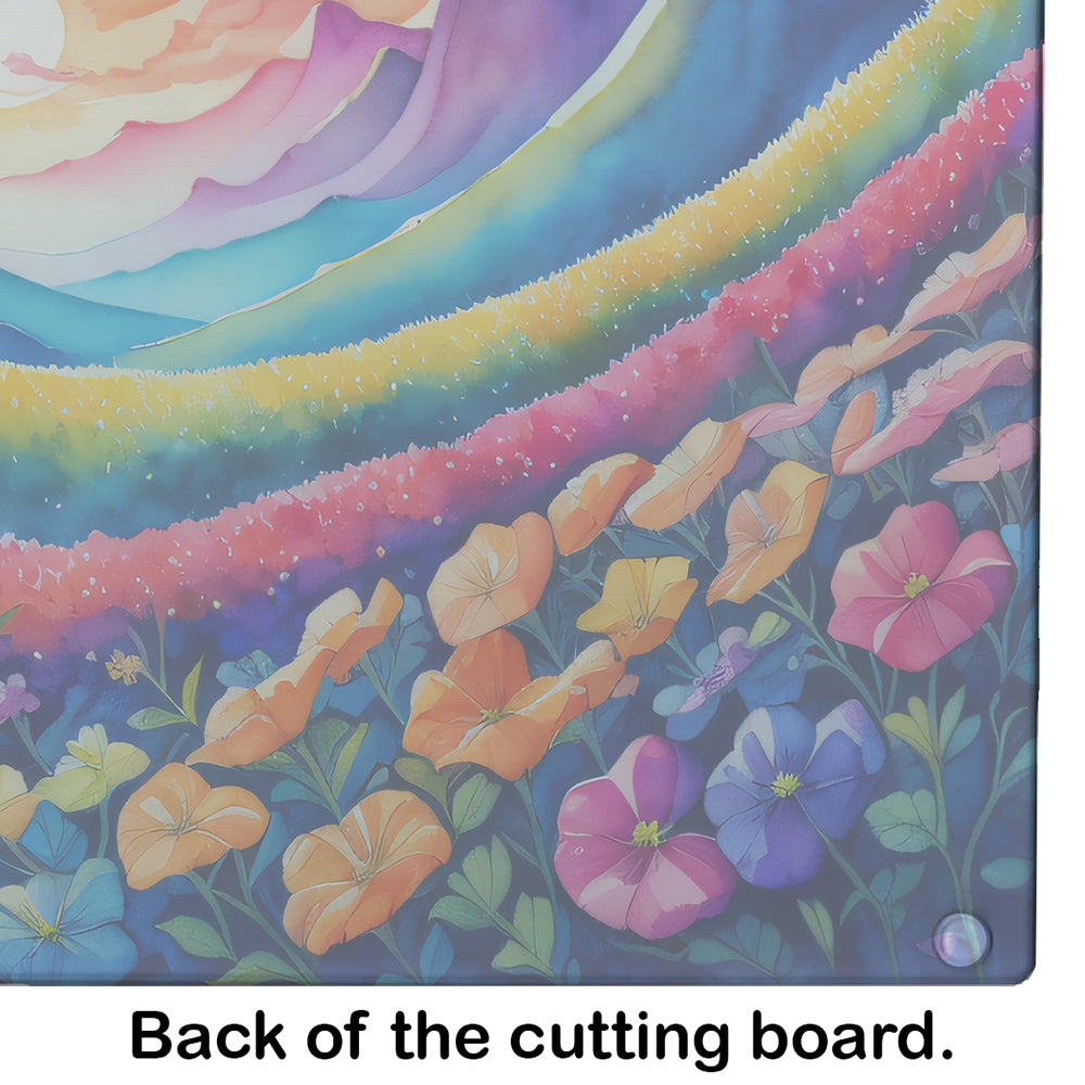 Petunias in Color Glass Cutting Board