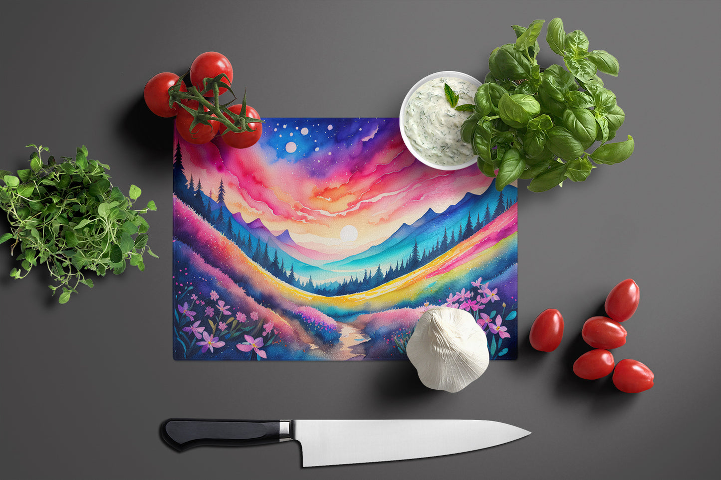 Phlox in Color Glass Cutting Board