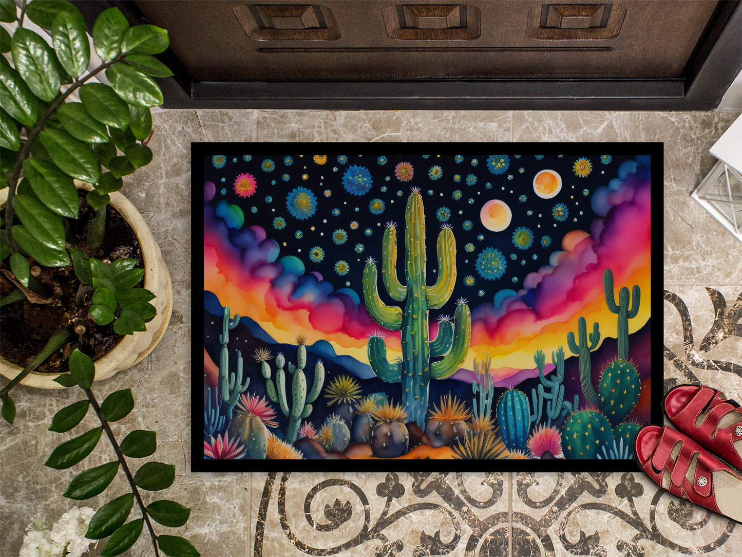 Queen of the Night Cactus in Color Doormat