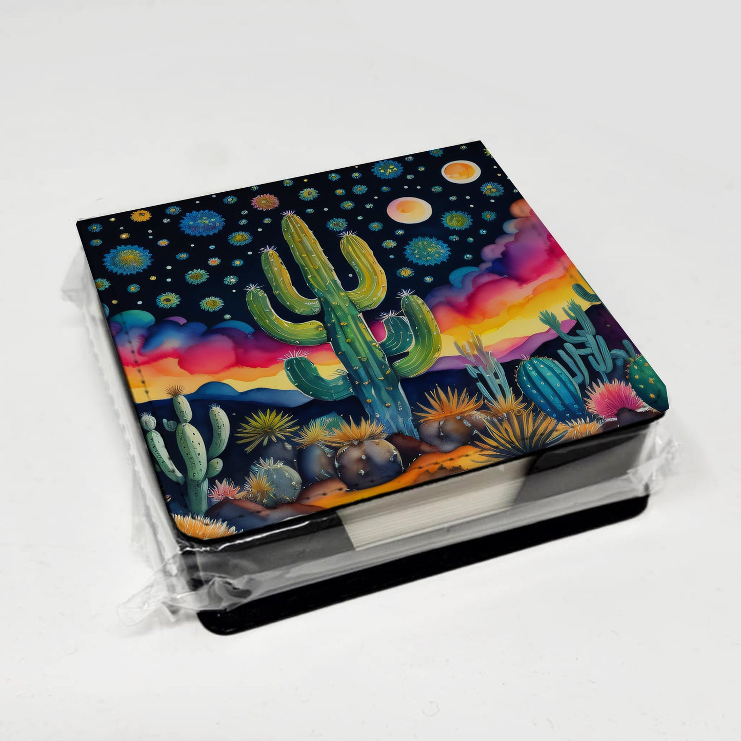 Queen of the Night Cactus in Color PU Leather Note Paper Holder