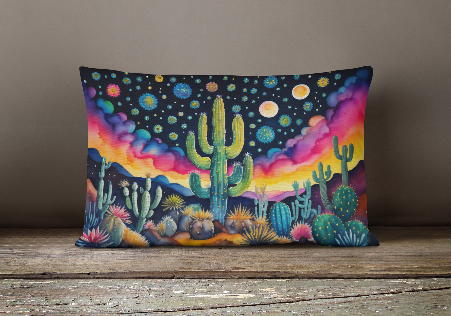 Queen of the Night Cactus in Color Throw Pillow