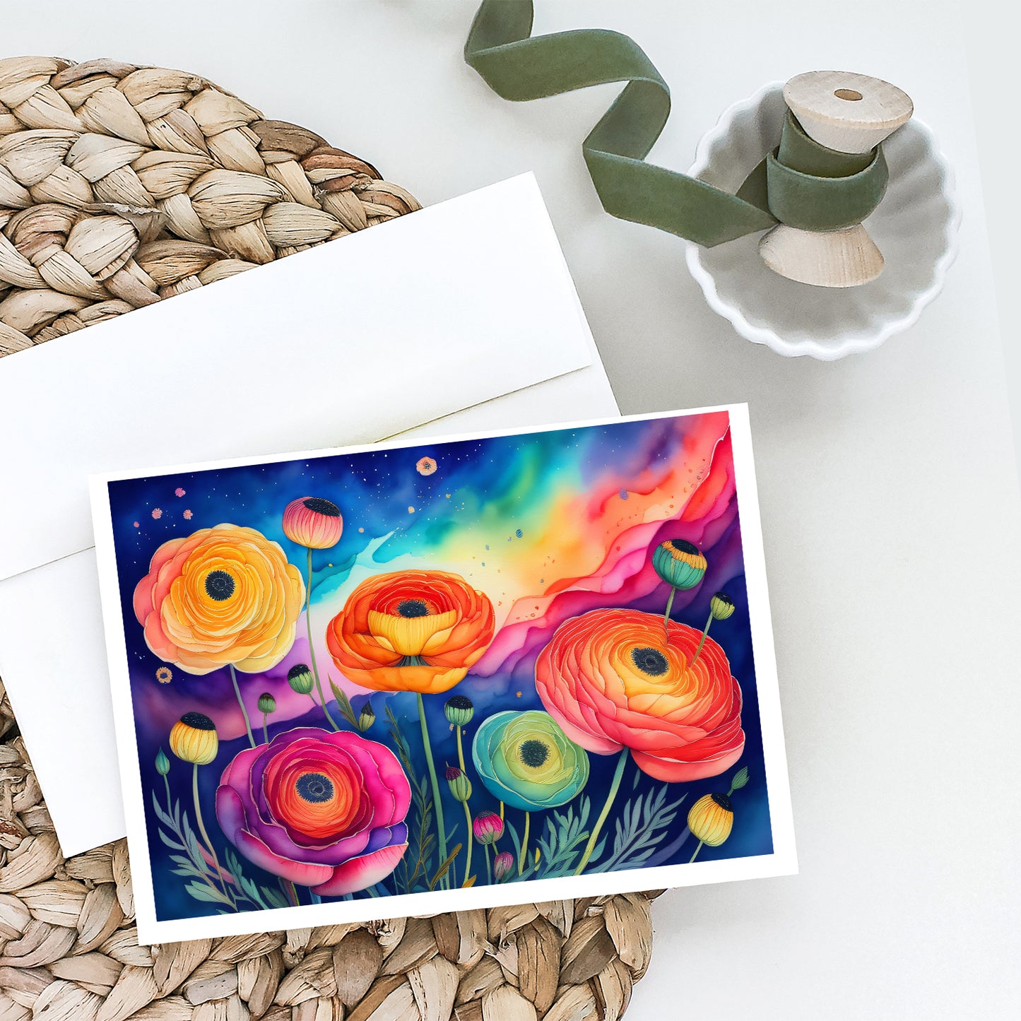 Ranunculus in Color Greeting Cards Pack of 8