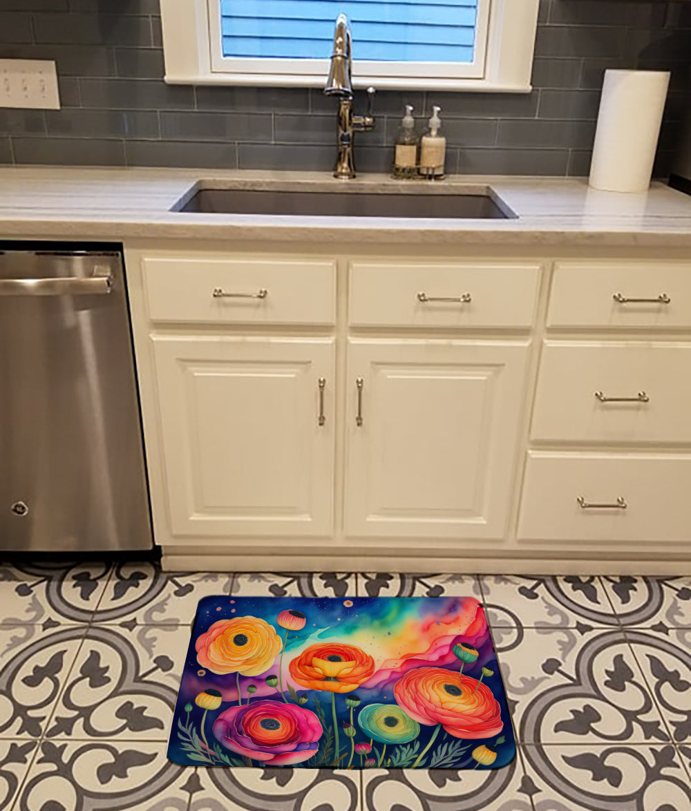 Ranunculus in Color Memory Foam Kitchen Mat