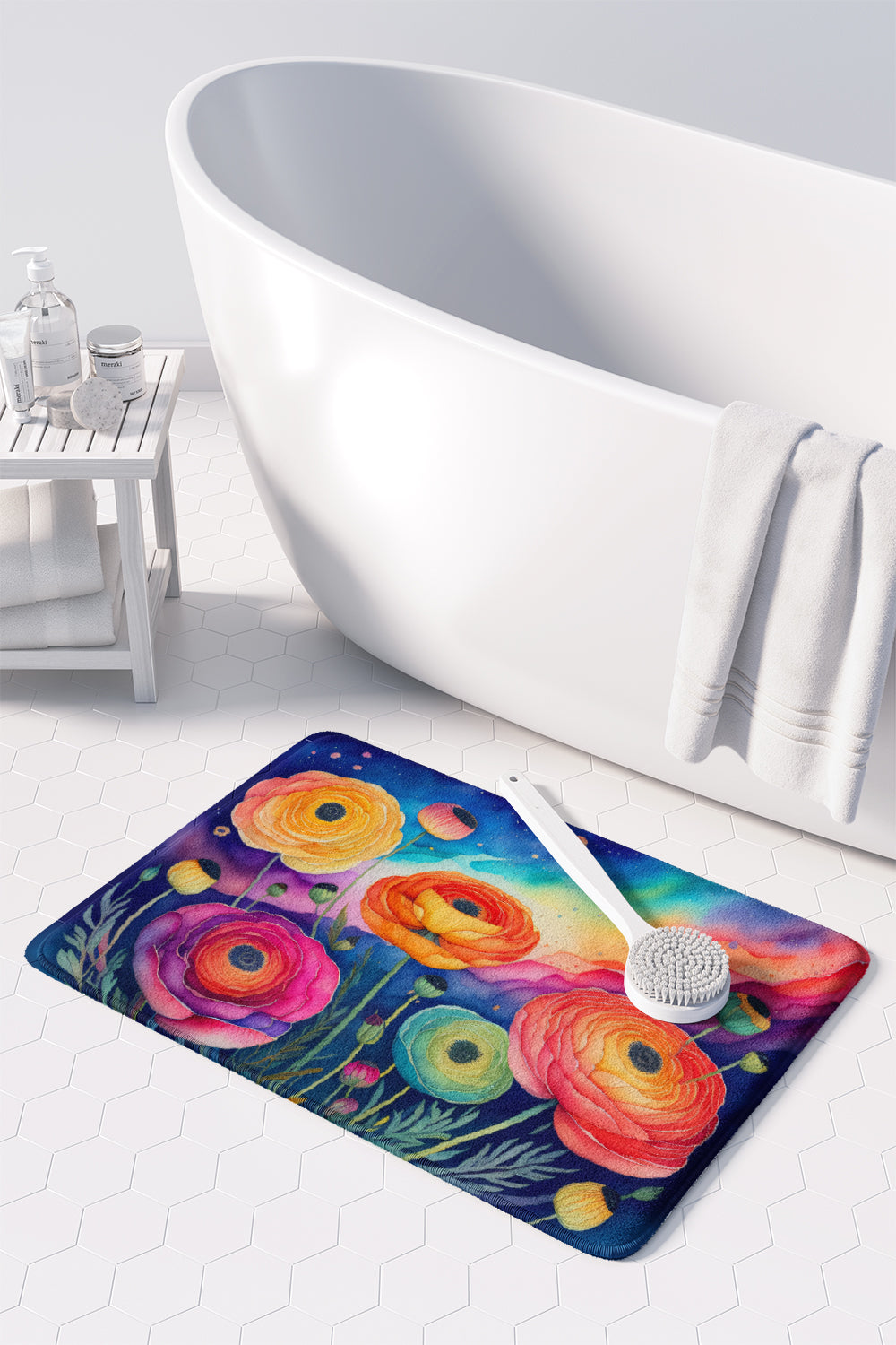 Ranunculus in Color Memory Foam Kitchen Mat