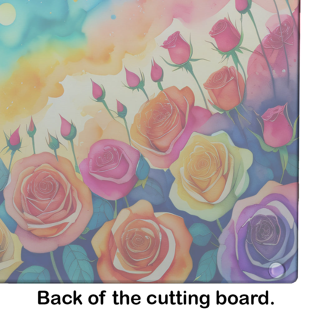 Roses in Color Glass Cutting Board