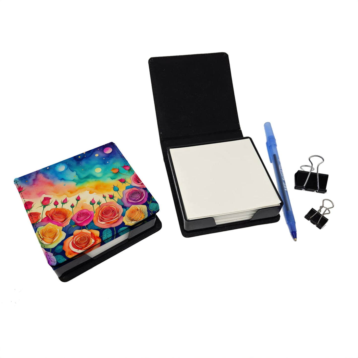 Roses in Color PU Leather Note Paper Holder