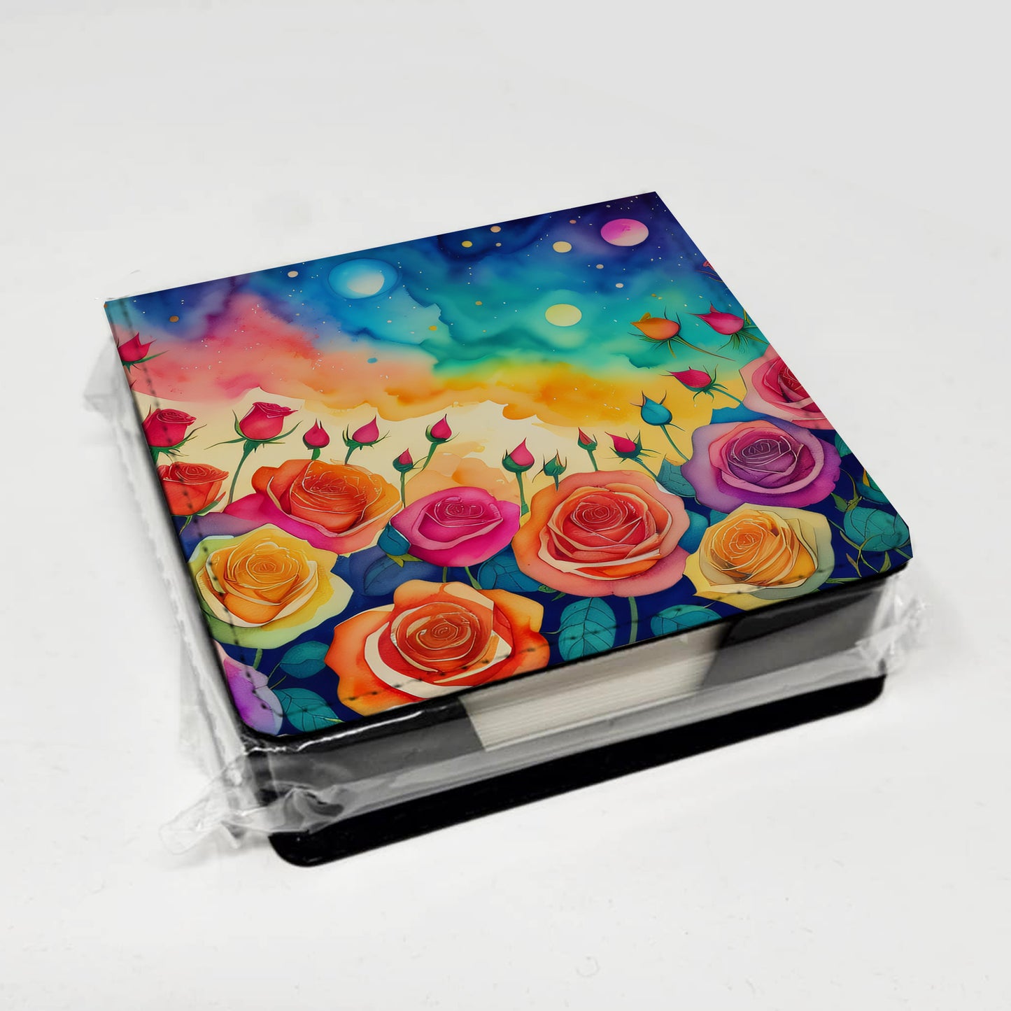 Roses in Color PU Leather Note Paper Holder