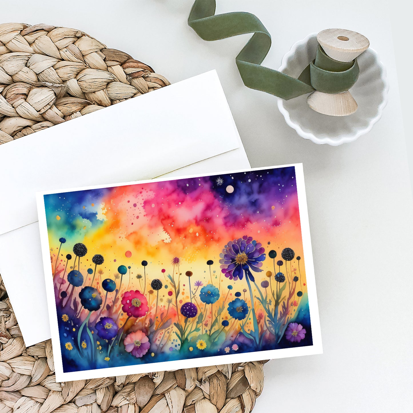 Scabiosa in Color Greeting Cards Pack of 8
