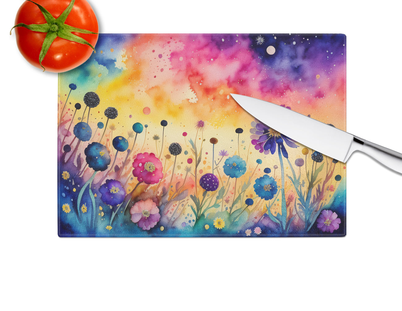 Scabiosa in Color Glass Cutting Board