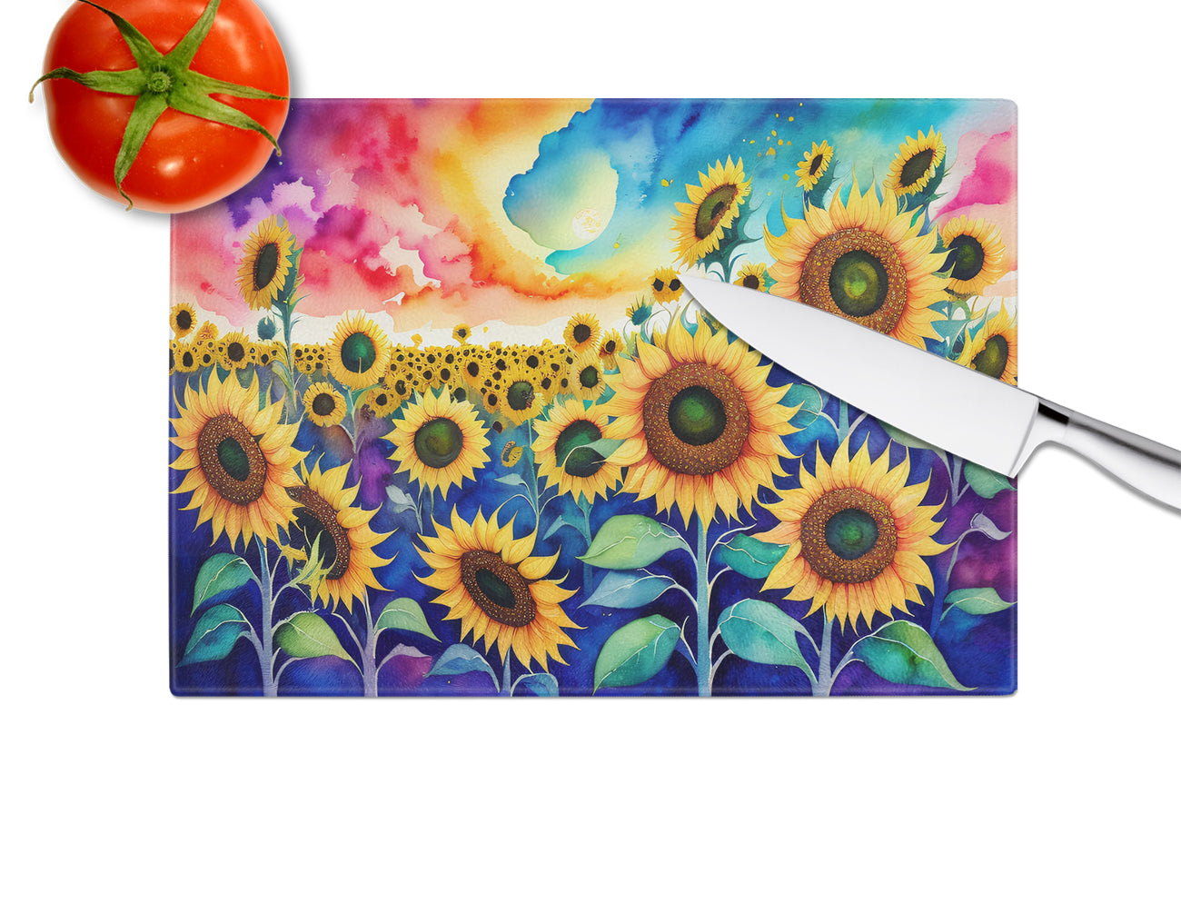 Sunflowers in Color Glass Cutting Board