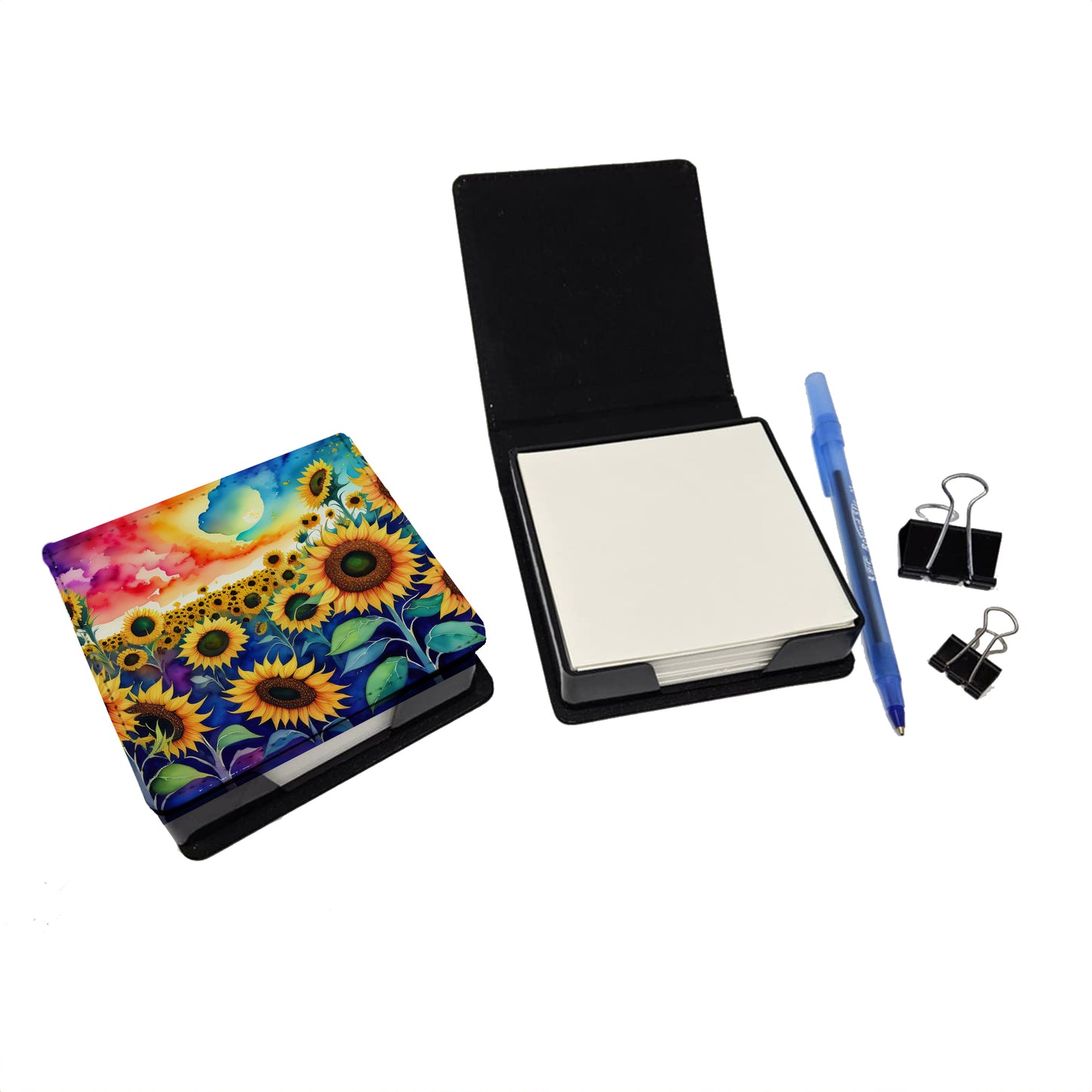 Sunflowers in Color PU Leather Note Paper Holder