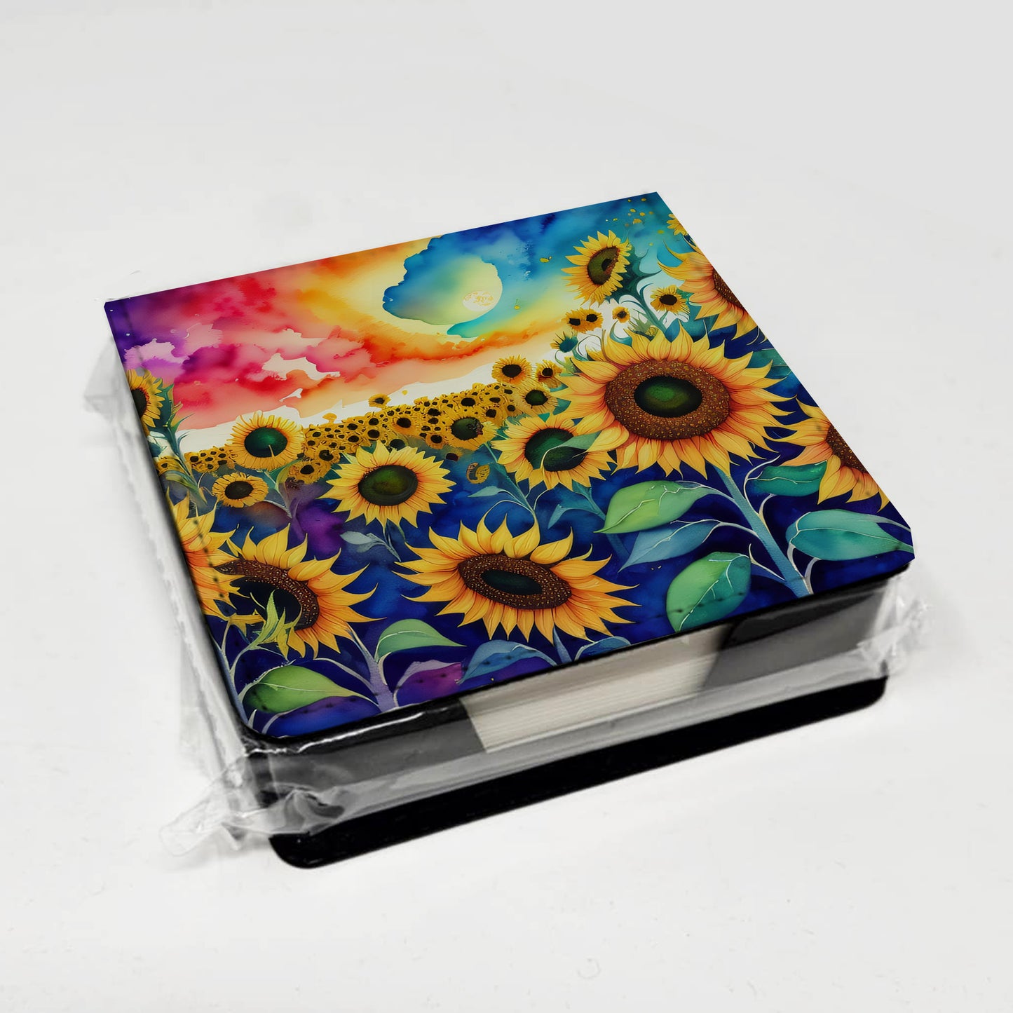 Sunflowers in Color PU Leather Note Paper Holder