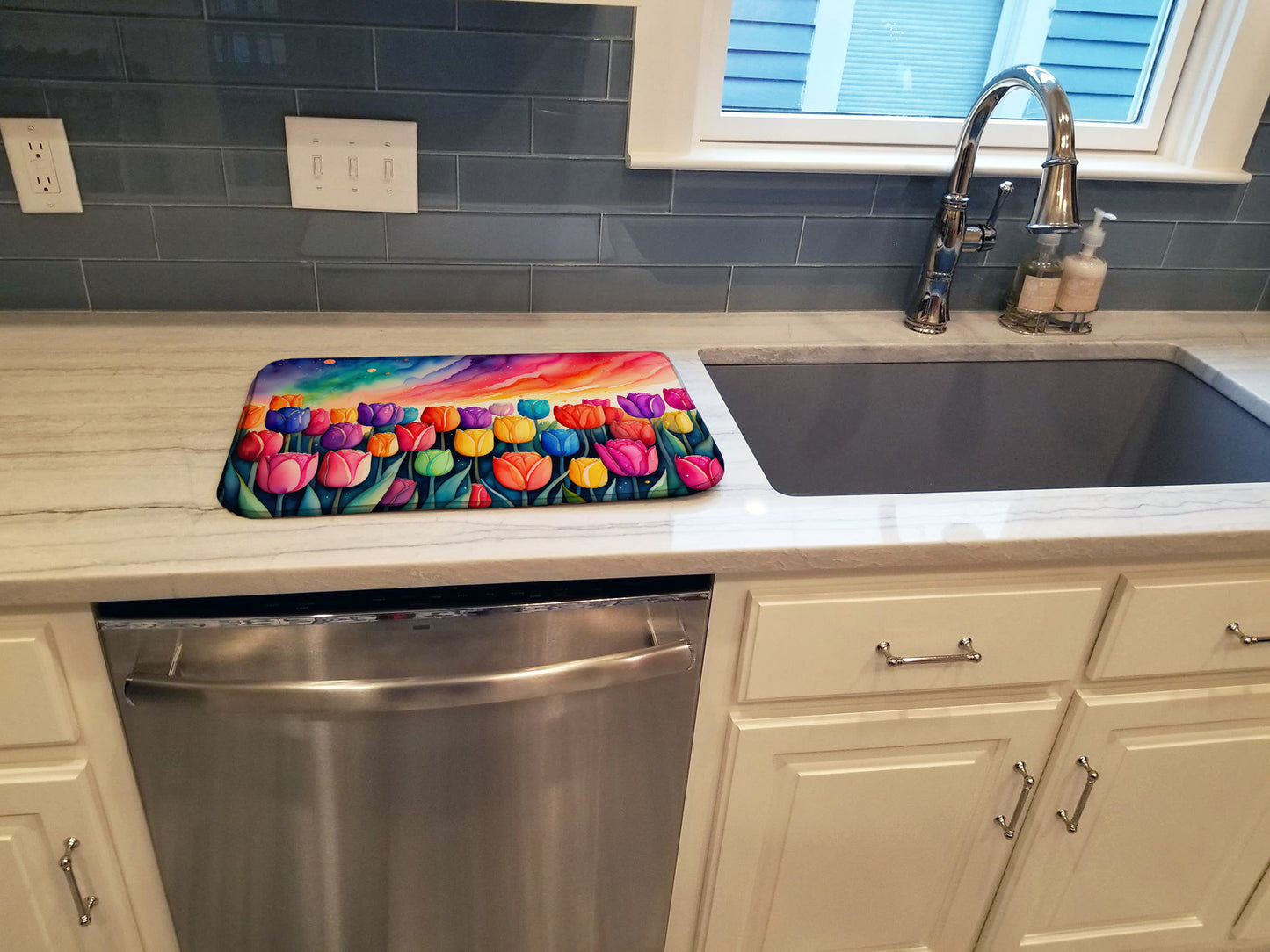 Tulips in Color Dish Drying Mat