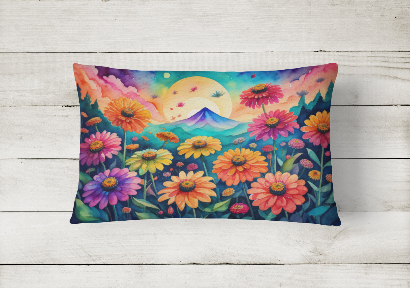 Zinnias in Color Throw Pillow