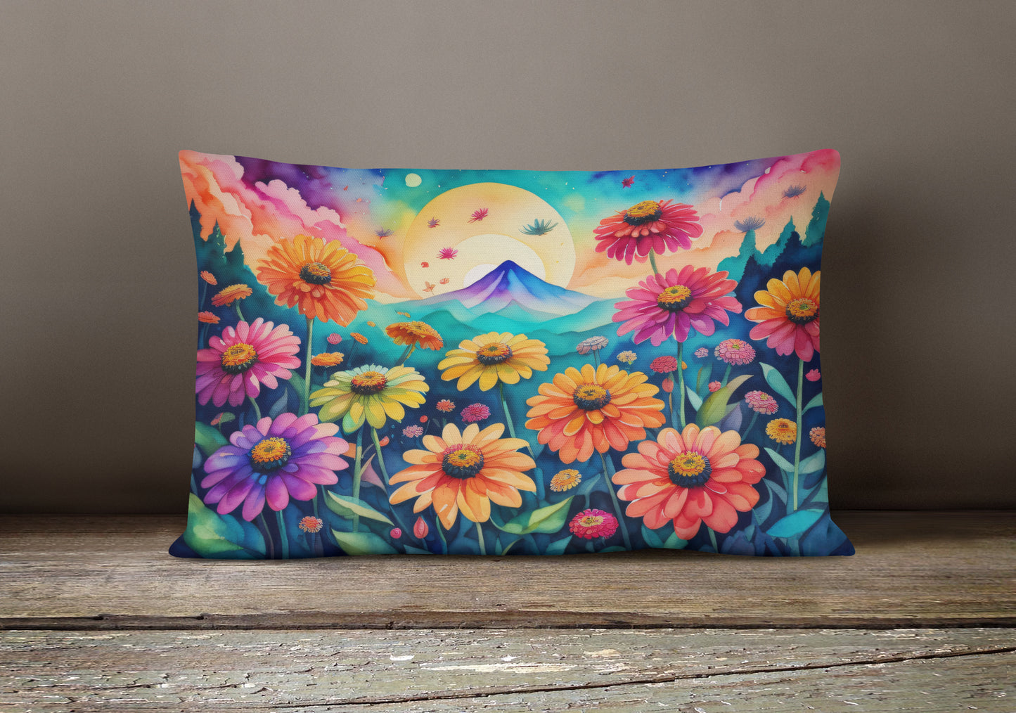 Zinnias in Color Throw Pillow