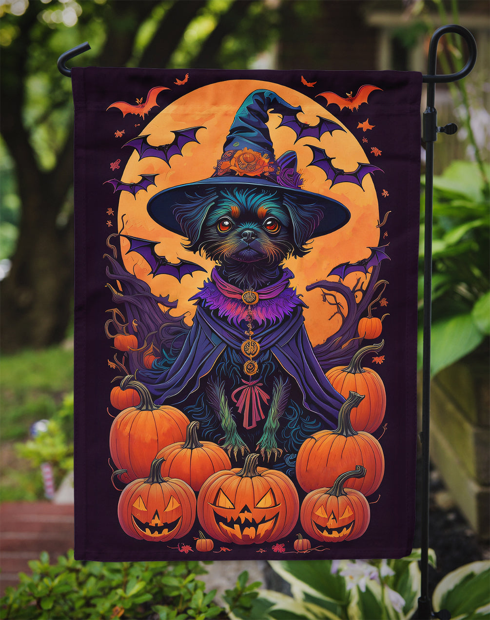 Affenpinscher Witchy Halloween Garden Flag