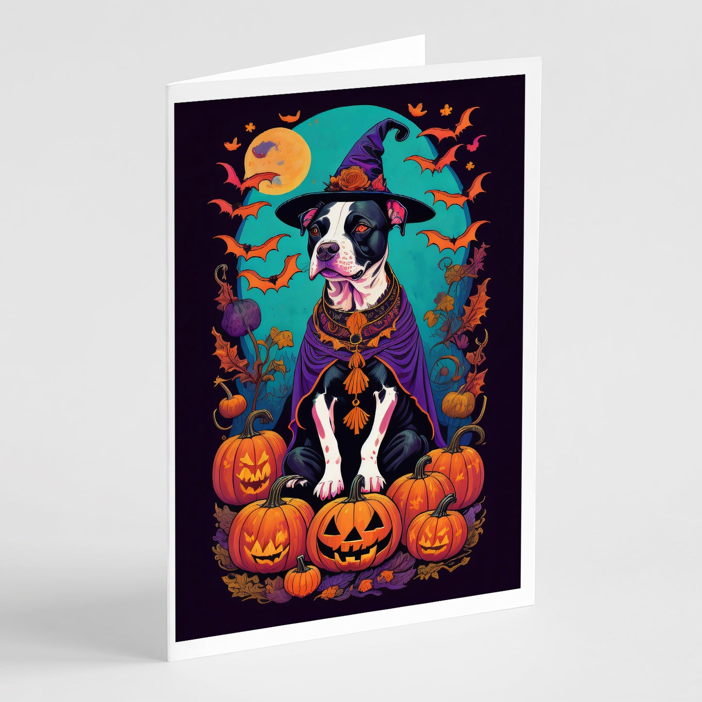 Buy this Pit Bull Terrier Witchy Halloween Greeting Cards Pack of 8