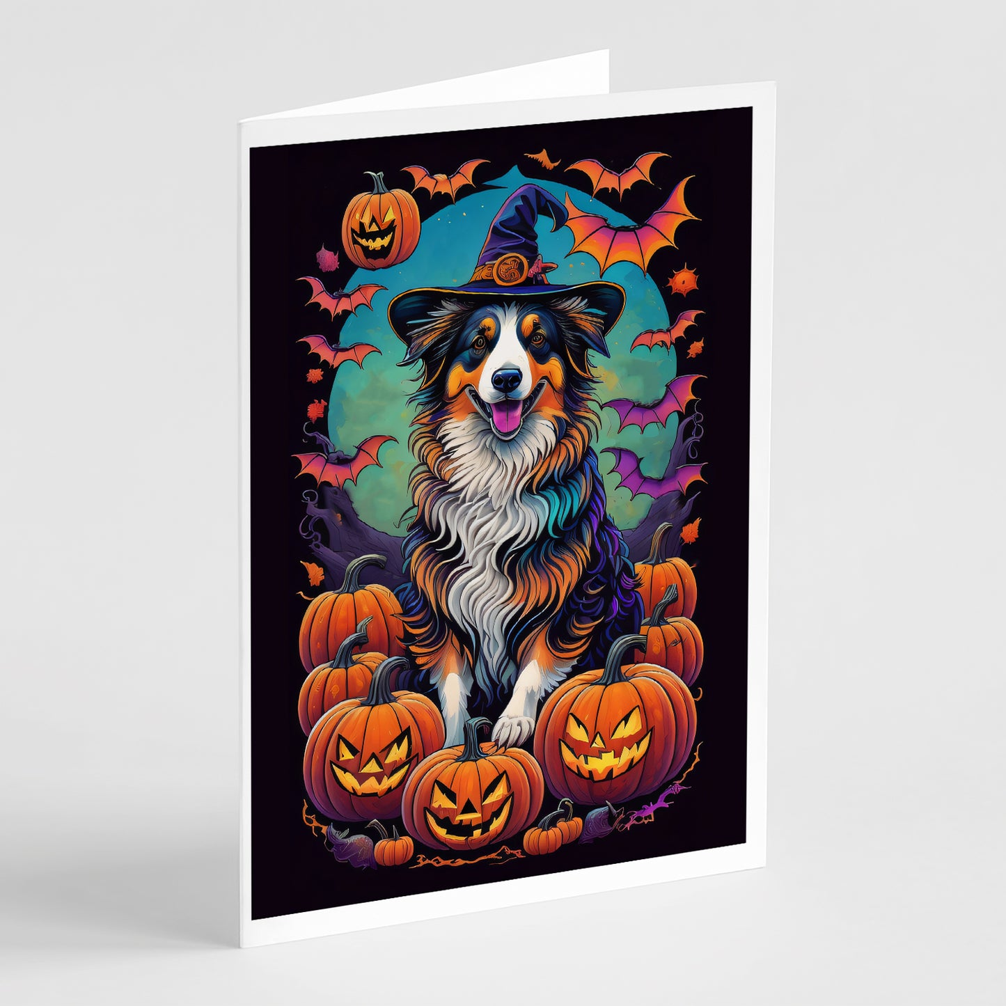 Buy this Australian Shepherd Witchy Halloween Greeting Cards Pack of 8