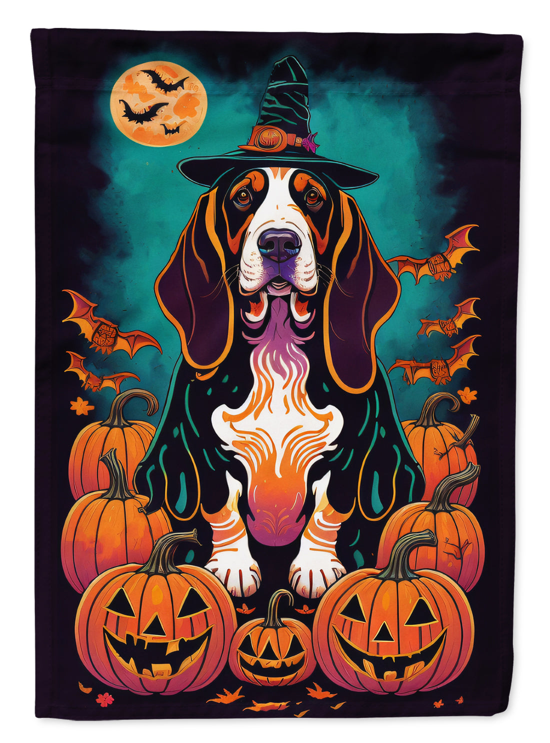 Buy this Basset Hound Witchy Halloween Garden Flag