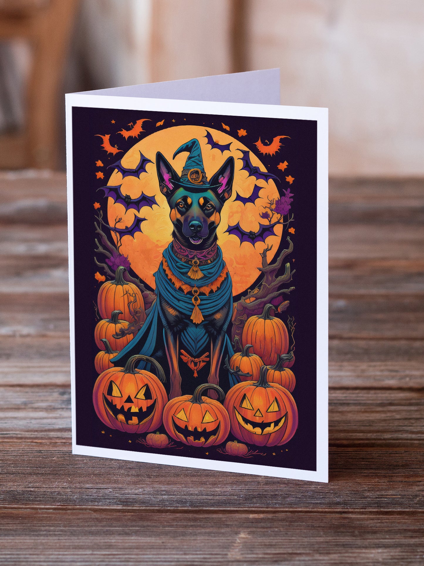 Belgian Malinois Witchy Halloween Greeting Cards Pack of 8