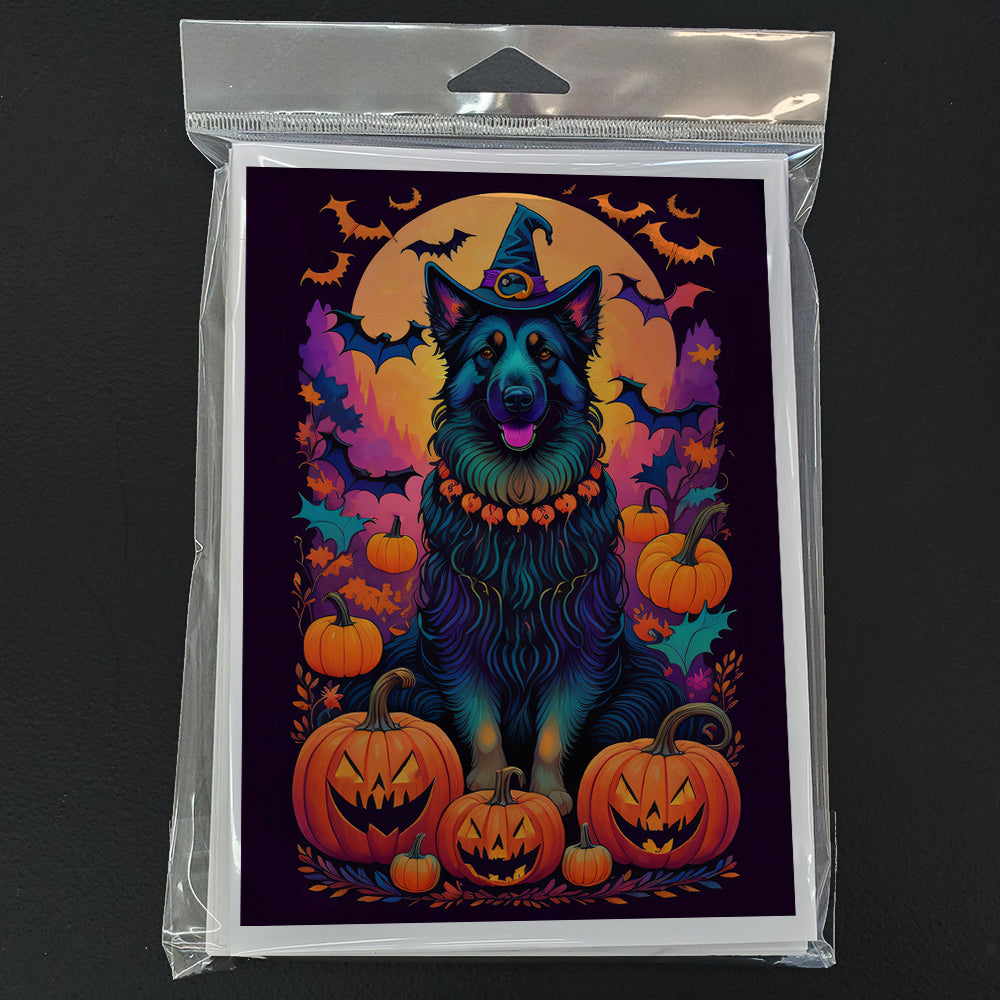 Belgian Sheepdog Witchy Halloween Greeting Cards Pack of 8