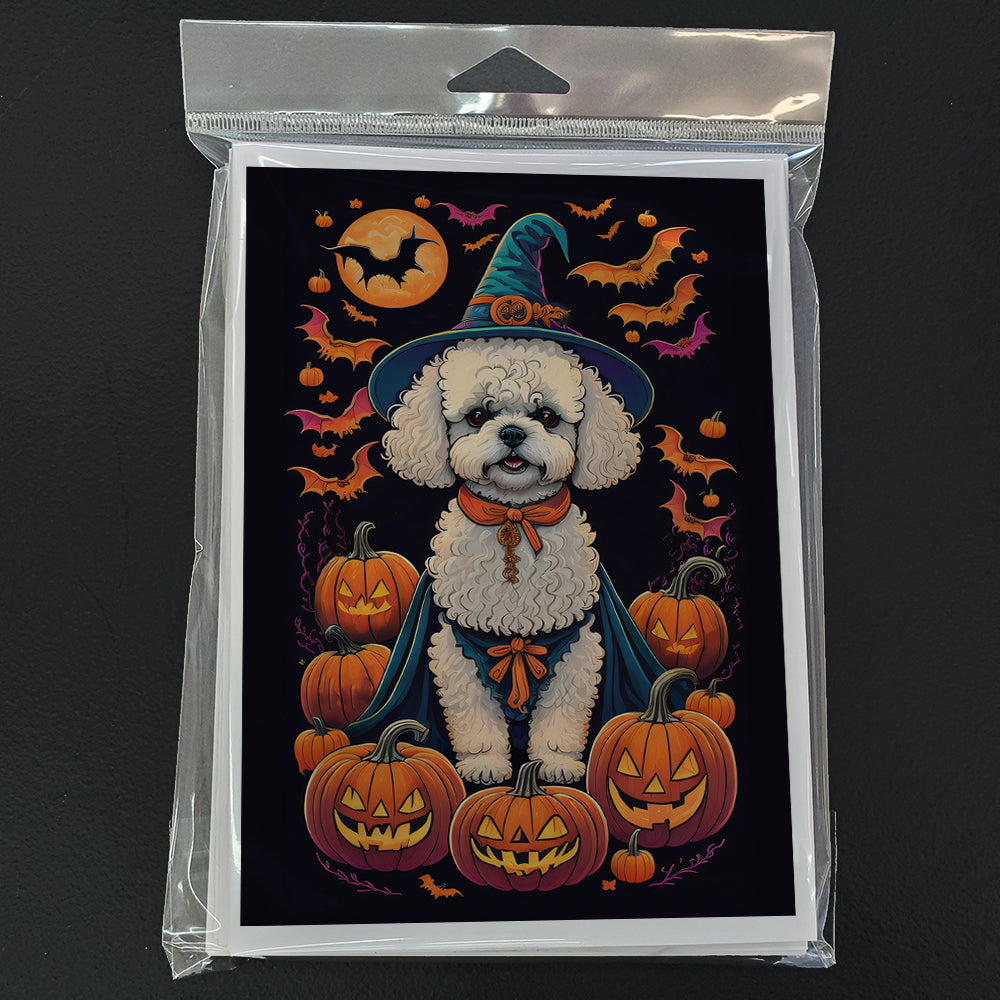 Bichon Frise Witchy Halloween Greeting Cards Pack of 8