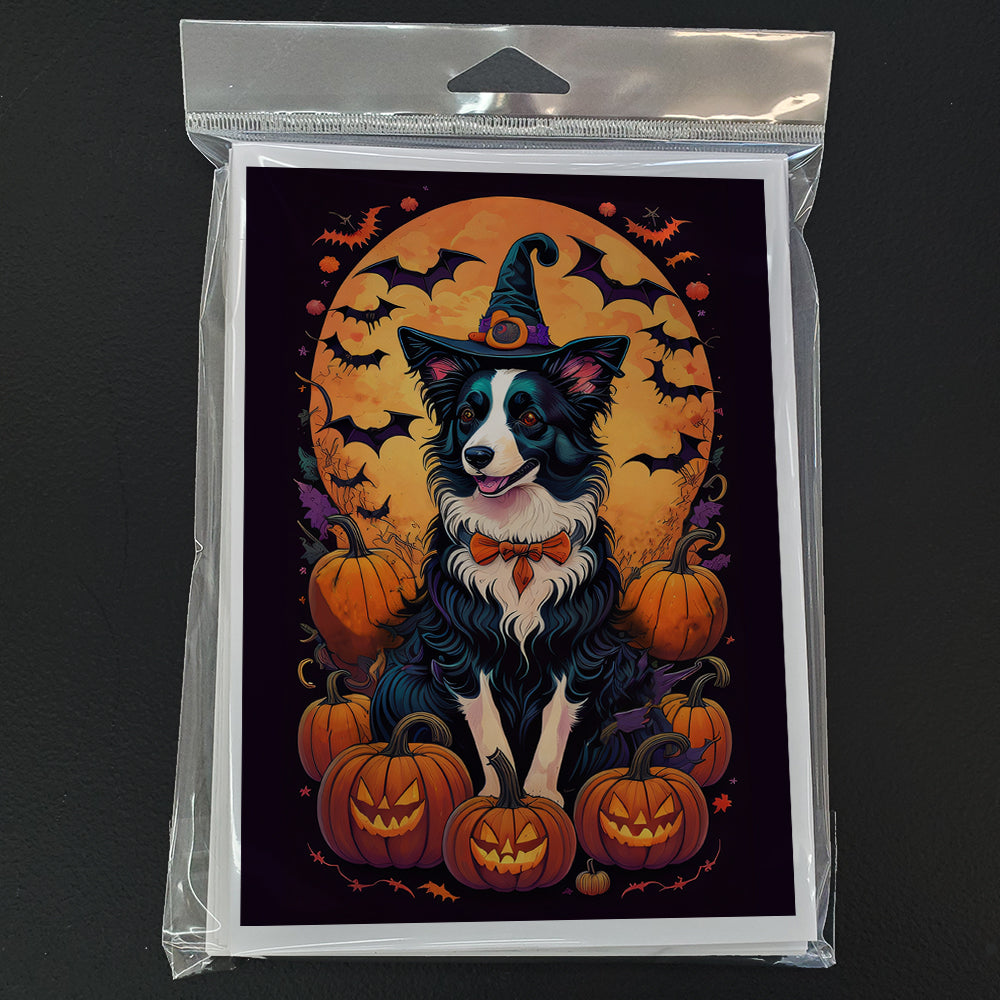 Border Collie Witchy Halloween Greeting Cards Pack of 8