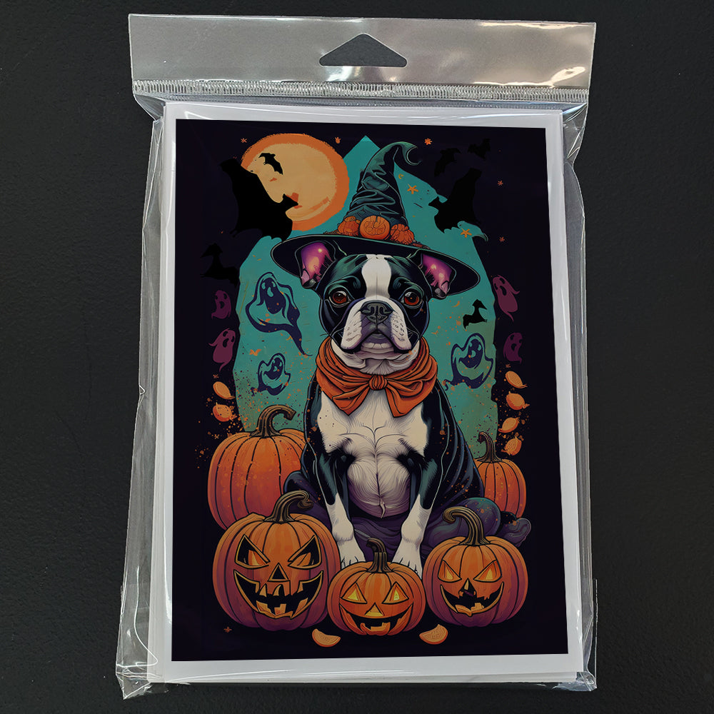 Boston Terrier Witchy Halloween Greeting Cards Pack of 8