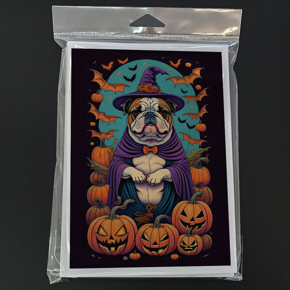 English Bulldog Witchy Halloween Greeting Cards Pack of 8