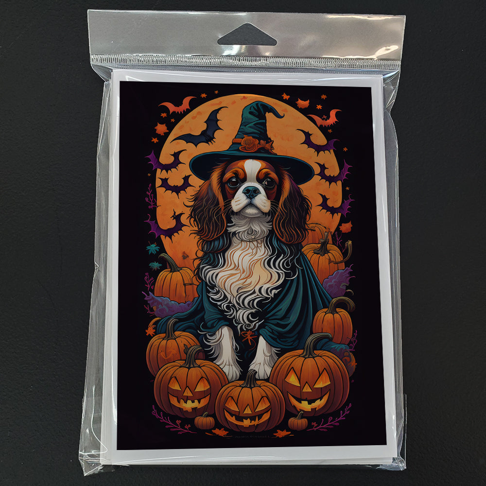 Cavalier Spaniel Witchy Halloween Greeting Cards Pack of 8