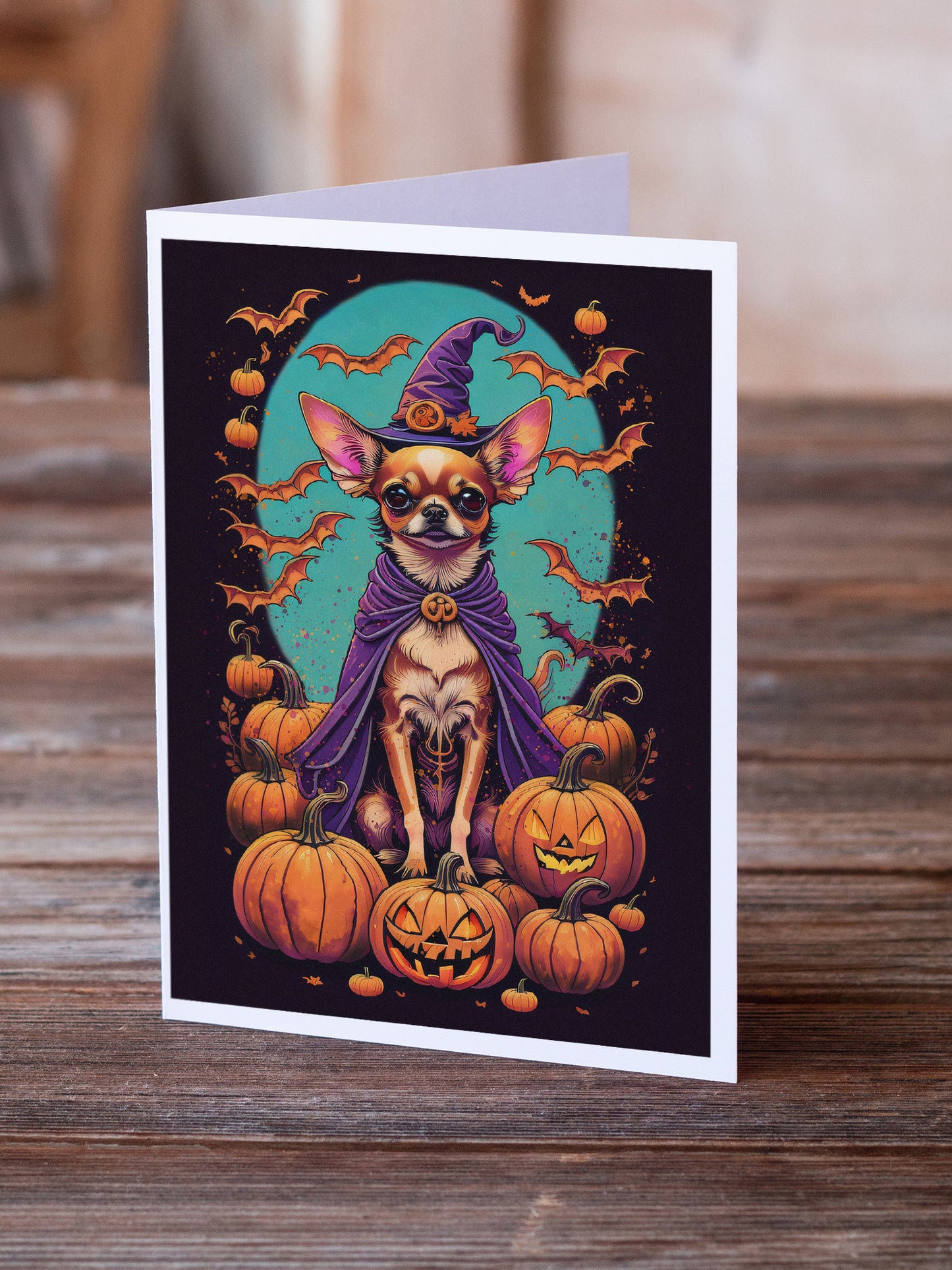 Chihuahua Witchy Halloween Greeting Cards Pack of 8