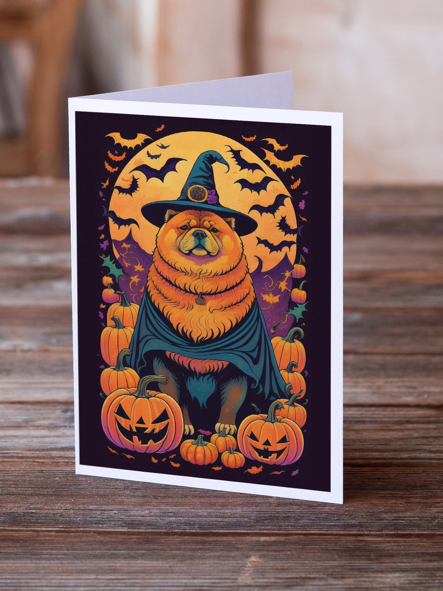 Chow Chow Witchy Halloween Greeting Cards Pack of 8