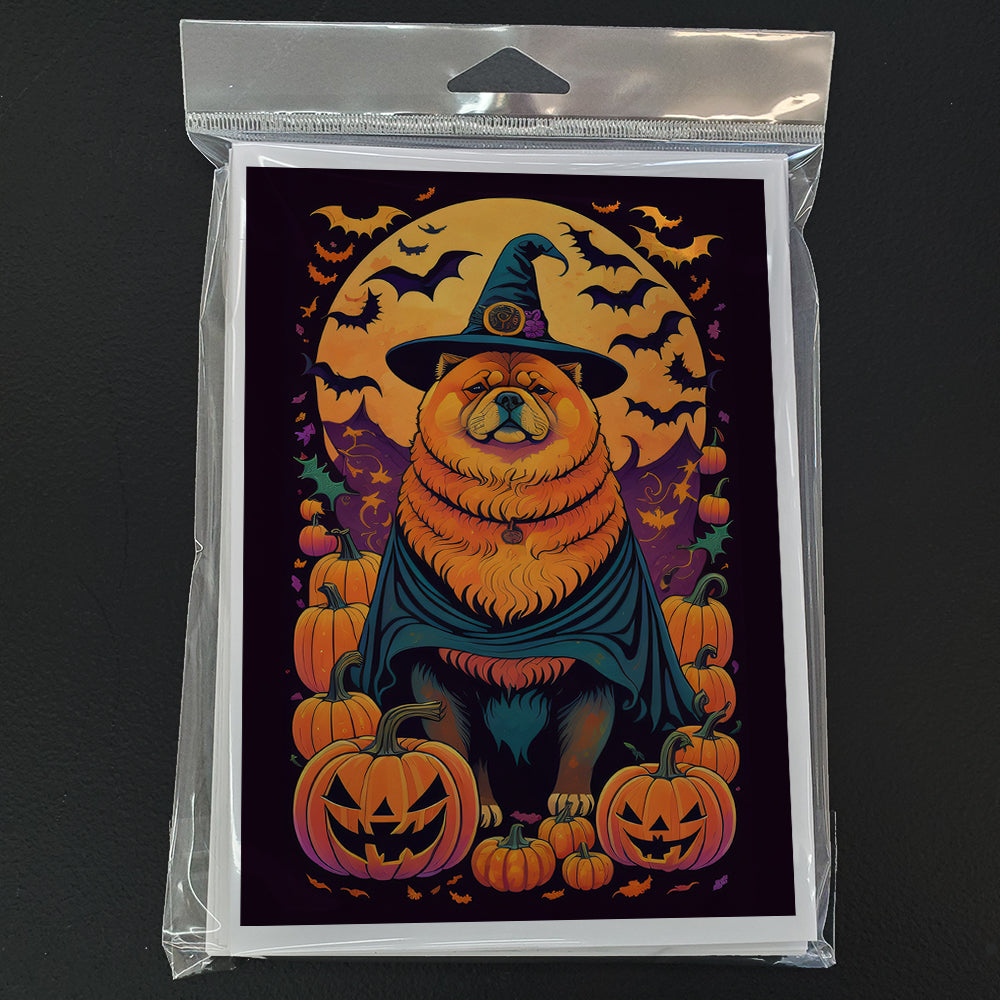 Chow Chow Witchy Halloween Greeting Cards Pack of 8