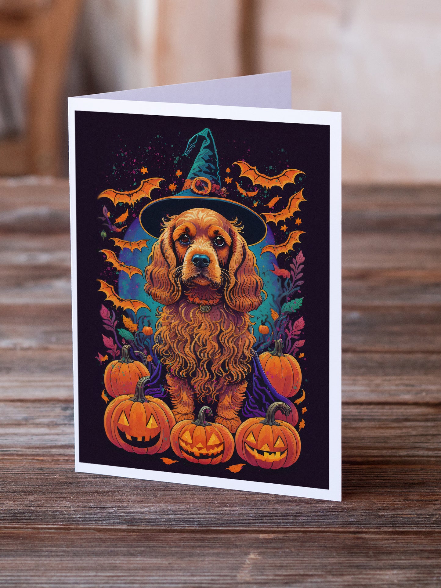 Cocker Spaniel Witchy Halloween Greeting Cards Pack of 8