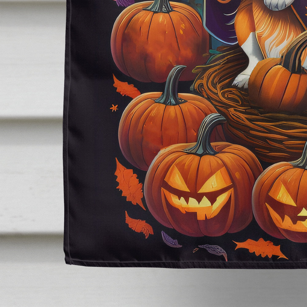 Corgi Witchy Halloween House Flag