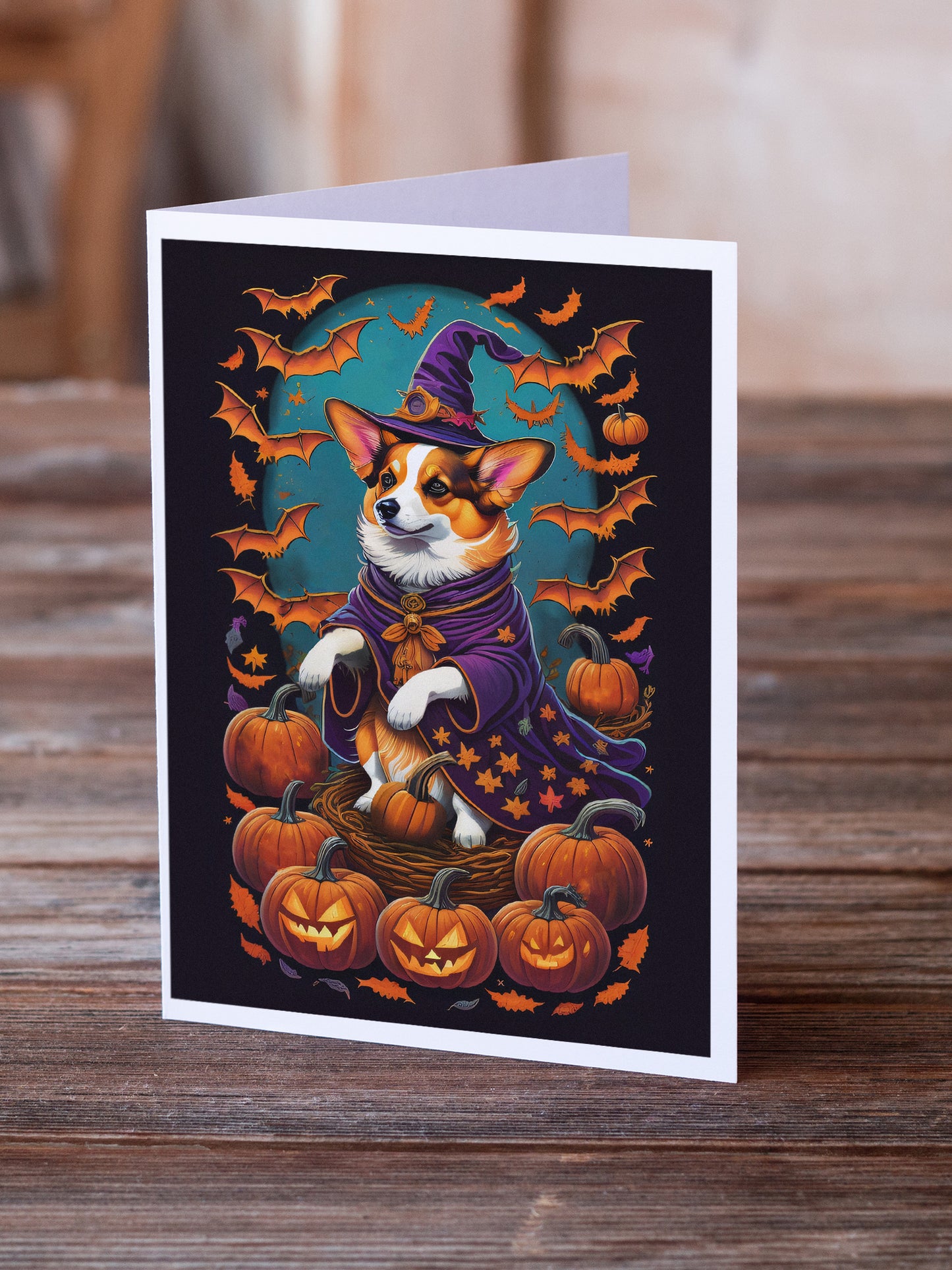 Corgi Witchy Halloween Greeting Cards Pack of 8