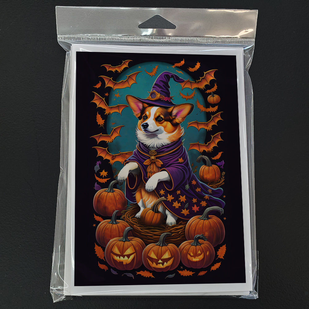 Corgi Witchy Halloween Greeting Cards Pack of 8