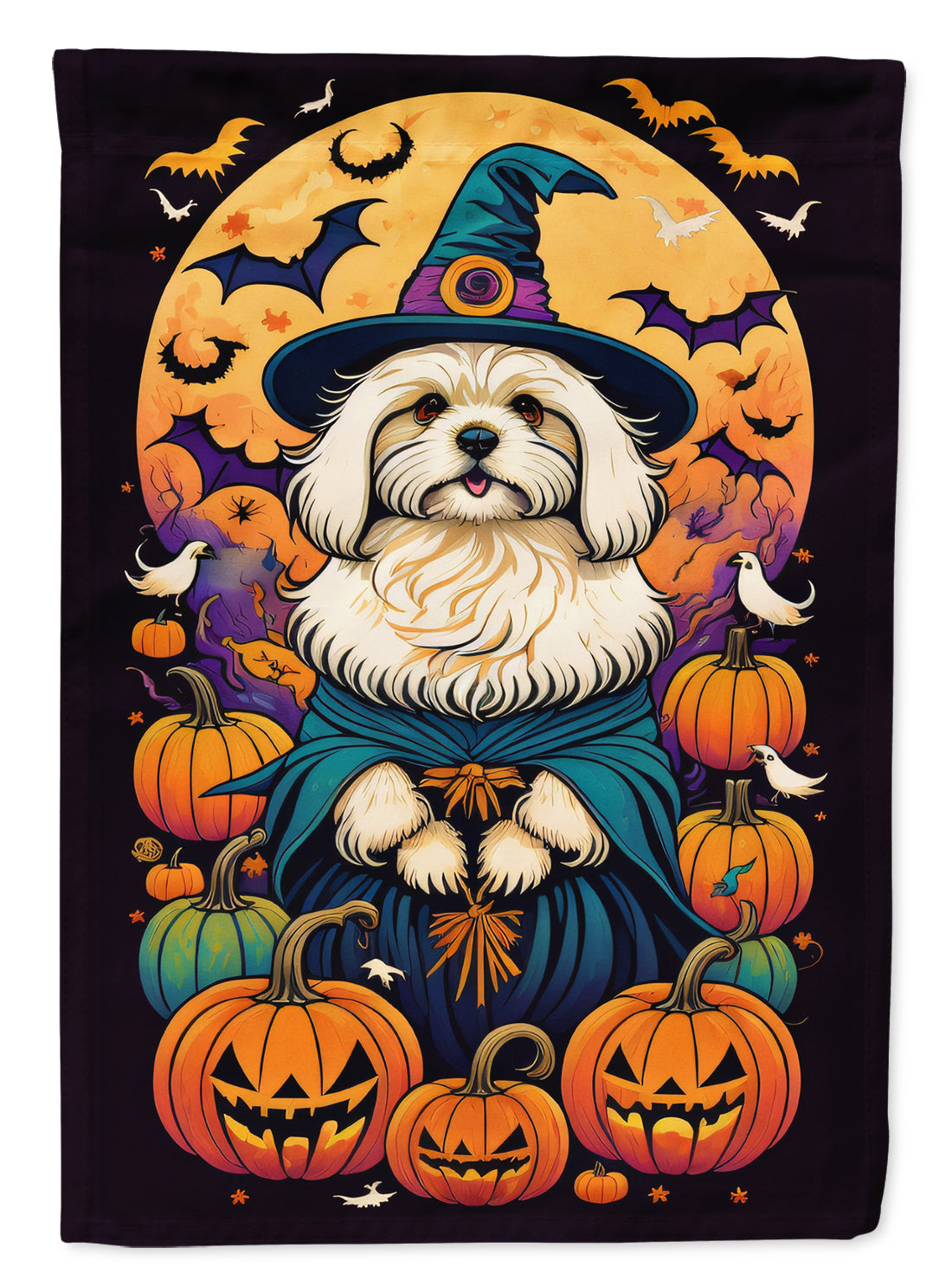 Buy this Coton De Tulear Witchy Halloween House Flag