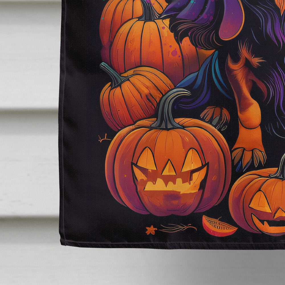 Black and Tan Dachshund Witchy Halloween House Flag