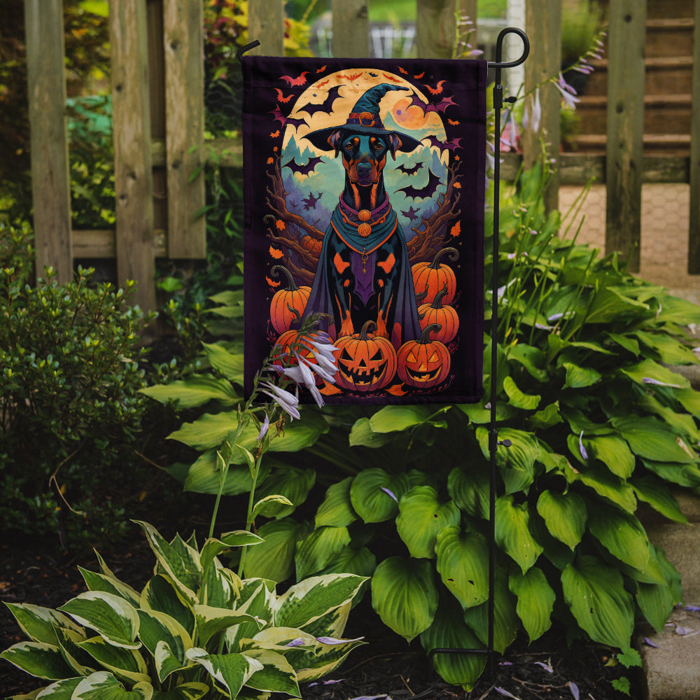 Doberman Pinscher Witchy Halloween Garden Flag