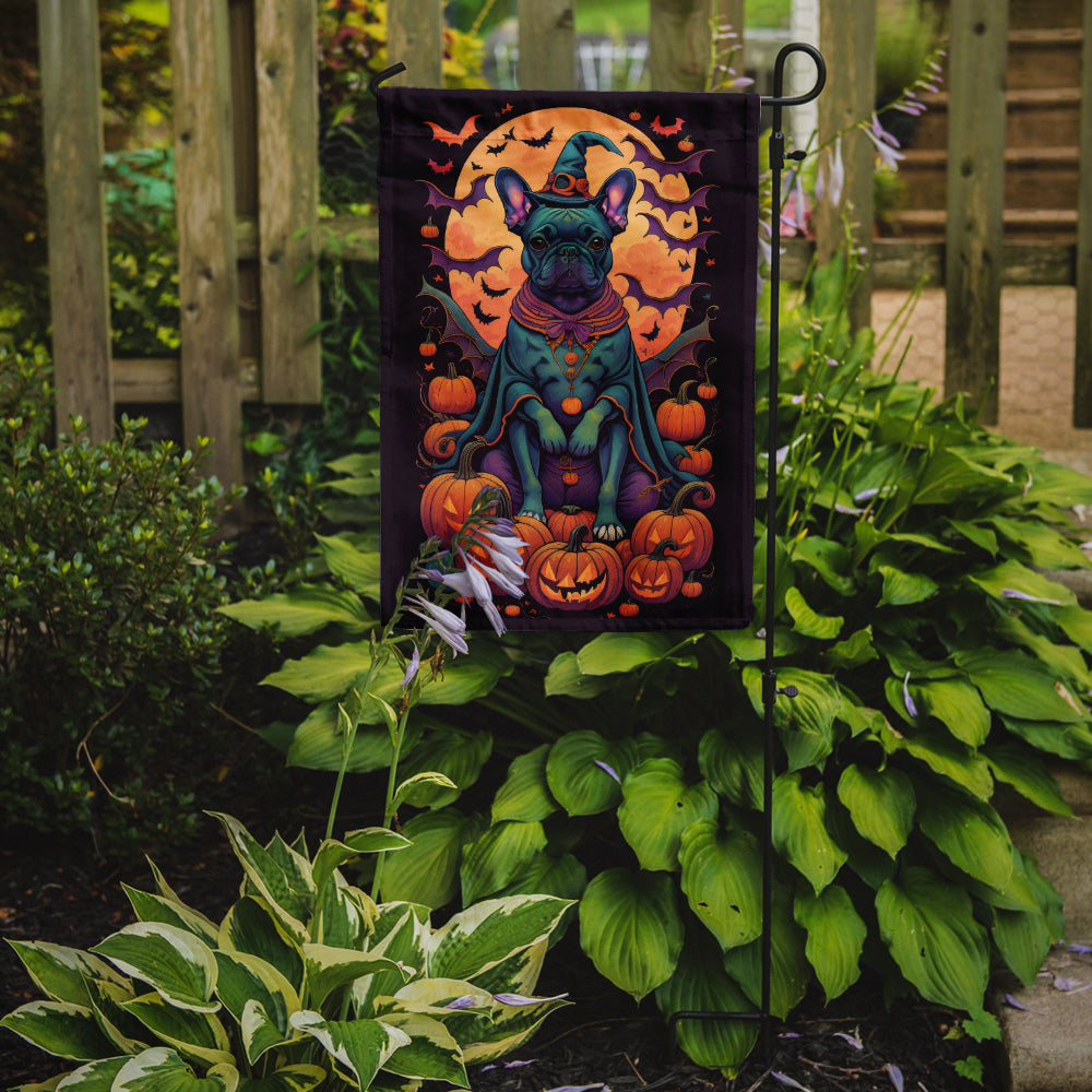 Black French Bulldog Witchy Halloween Garden Flag