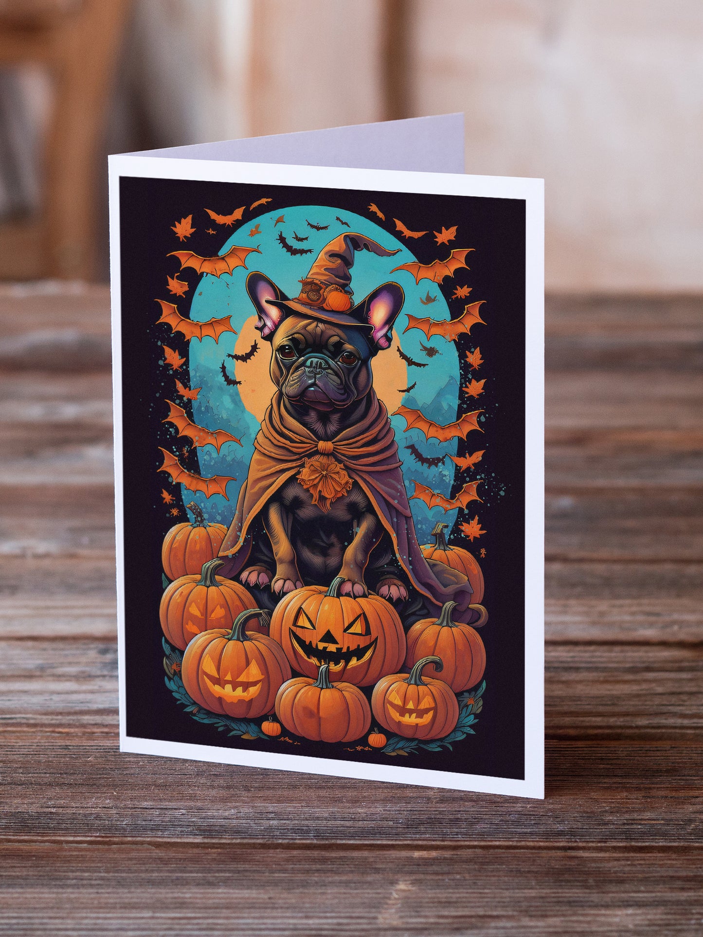 French Bulldog Witchy Halloween Greeting Cards Pack of 8