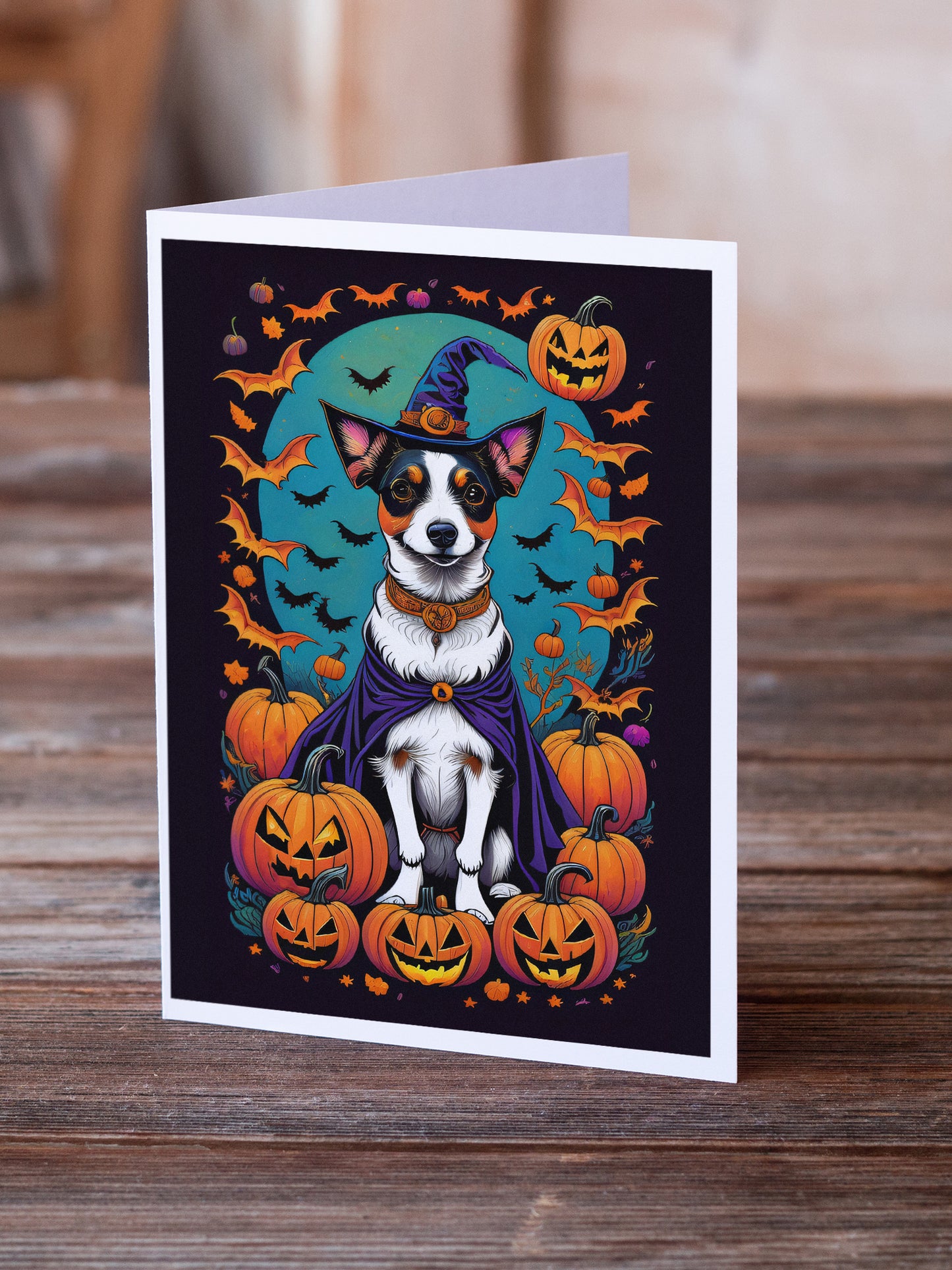 Jack Russell Terrier Witchy Halloween Greeting Cards Pack of 8