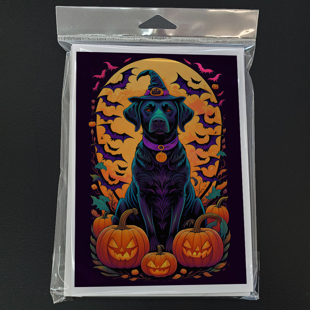 Black Labrador Retriever Witchy Halloween Greeting Cards Pack of 8