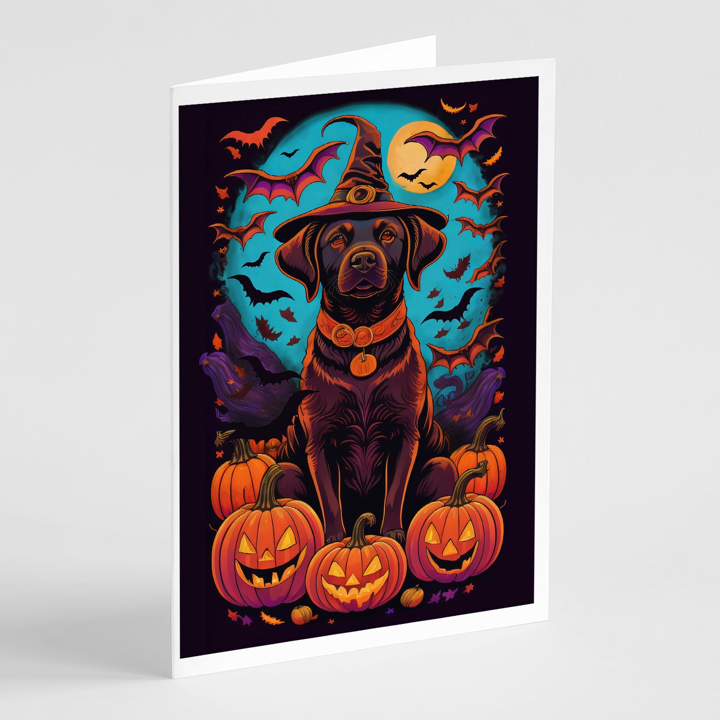 Buy this Chocolate Labrador Retriever Witchy Halloween Greeting Cards Pack of 8